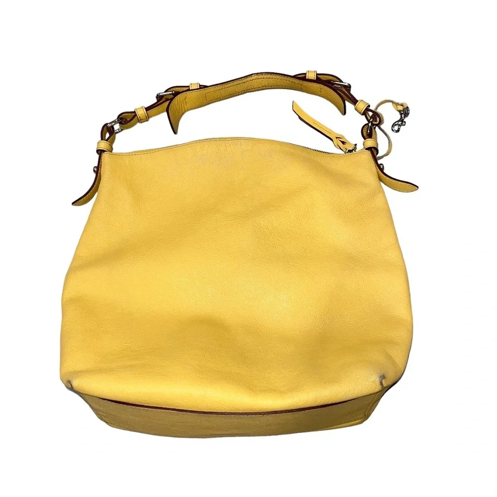 Dooney & Bourke Golden Yellow Dillen Saffian Leather Hobo Shoulder Bag
